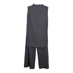Free Est 2 Pc Set Sz Medium Mock Neck Top Side Slits & Flare Pants Gray Cotton